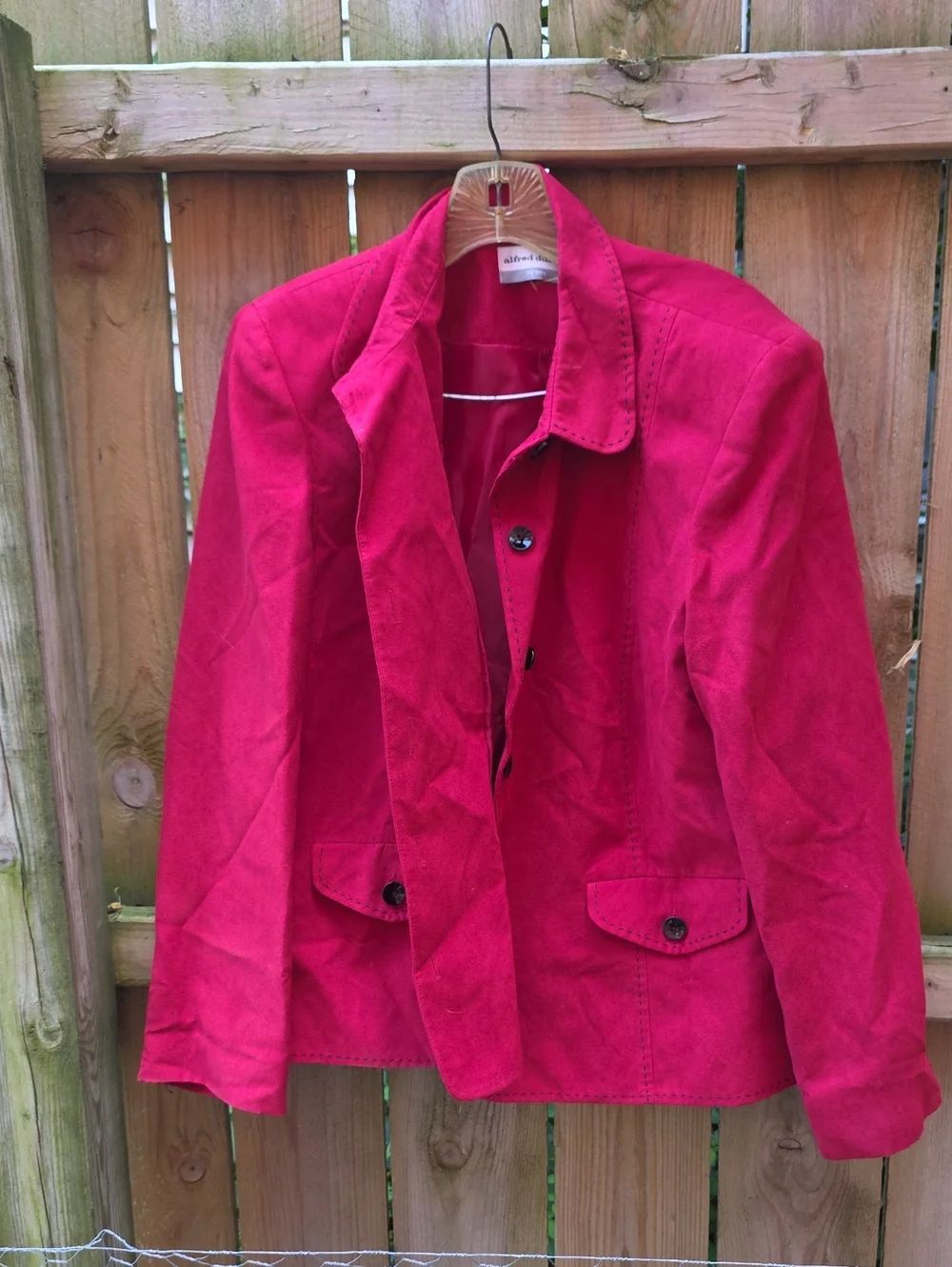 Alfred Dunner Bright Red Suede Blazer Jacket